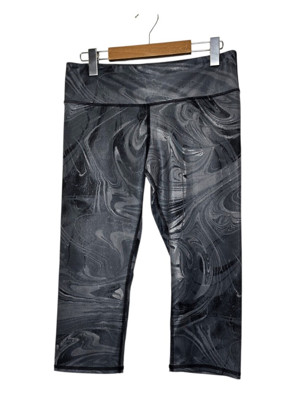 Alo Yoga Airbrush Gray Marble Cropped Leggings Women’s Sz M Yoga Gym Activewear